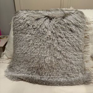 Luxurious Gray Faux Fur Pillow